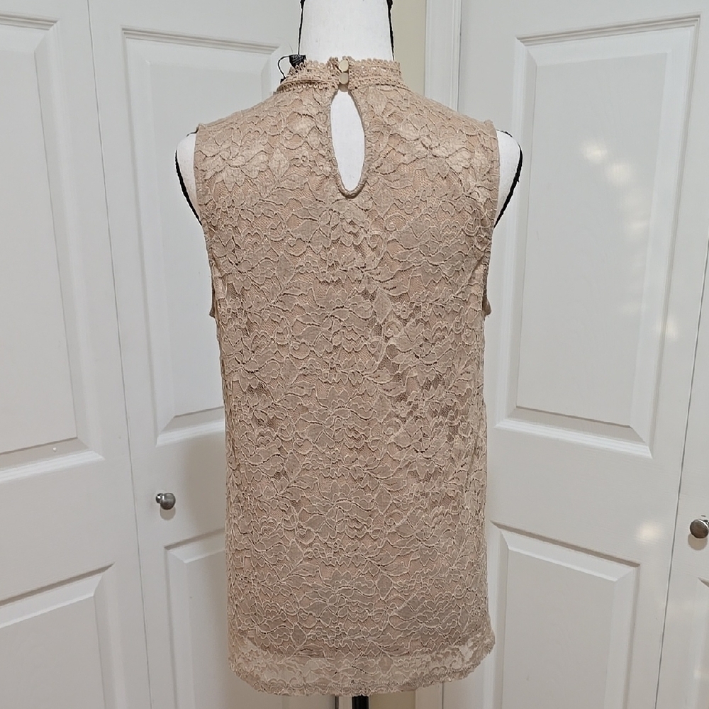 NWT Cable & Gauge Sleeveless Lace Blouse with Mandarin Collar Large - Picture 5 of 8